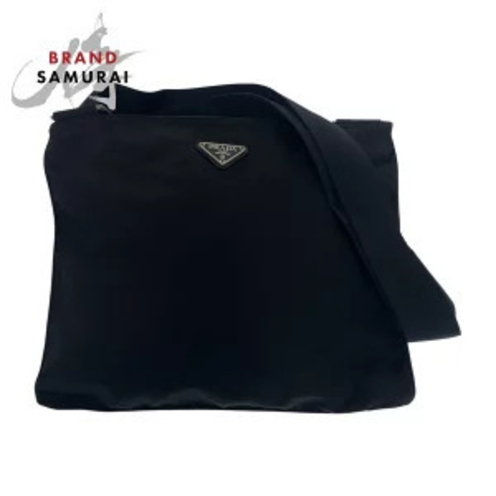Prada Tessuto triangular plate black shoulder bag sacoche